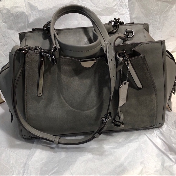 COACH Gray Dreamer Mixed Leather Satchel - Picture 8 of 10